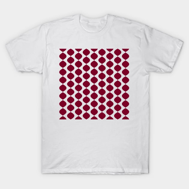 Midcentury Modern Retro 60s Waves Pattern  (Darker Magenta Red) T-Shirt by Makanahele